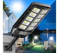 Adewalk 600W lampadaire solaire avec télécommande, Lampe solaire extérieure étanche ip66 avec capteur de mouvement, 6500k lumière solaire super lumineux spot Solaire LED jardin extérieur garage rue