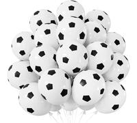 Adeyoo Lot de 50 ballons de football en latex avec imprimé football - 30,5 cm - Ballons noirs et blancs pour fête d'anniversaire de garçon, décoration de jour de match - Fournitures de fête à thème
