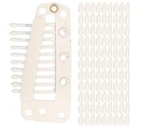 Adfaga 100 pièces en acier inoxydable 10 dents pinces à perruque pour Extensions de cheveux Clips à pression sécurisés pour perruques postiches bricolage Salon de coiffure utilisat (Beige)
