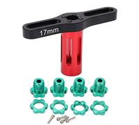 Adfaga 17mm En Alliage D'aluminium Hex Écrous Cannelés Moyeux De Roue Remplacement Ensemble avec Outil de Suppression pour Traxxas Sommet EREVO 1/10 RC Voiture 4 Pack Durable Mise (Vert)