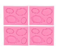 Adfaga 4 Pièces Cadres Photo Ensemble de Moules en Silicone DIY Gâteau Chocolat Cadre Photo Moules de Décoration pour la Cuisson Artisanat de Fête Rose Fournitures de Cuisson Flexi