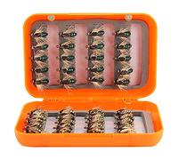 Adfaga 40pcs Kit de leurres réalistes pour la pêche à la mouche à la truite avec crochets en acier à haute teneur en carbone faits à la main pour les amateurs de pêche à la truite, (Vert doré mélangé)