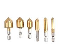 Adfaga 6PCS HSS Chanfrein Fraise Forets Haute Vitesse En Acier Hex Tige 90 Degrés Bois Chanfreinage Ensemble pour le Travail Du Bois En Plastique Matériaux Souples 6mm 8mm 9mm 12mm