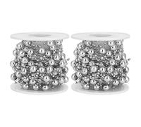 Adfaga ABS Étoile à Cinq Branches Perles Perles Guirlande Élégant Brillant DIY Rouleau de Ficelle Décorative pour Les Décorations de Fête de Noël de Mariage 2 Pièces 20m Argent Or (10 m/rouleau)