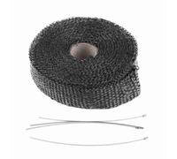 Adfaga Bande thermique d'échappement 5M Ruban isolant automobile haute température de qualité supérieure avec 4 attaches en acier inoxydable pour voiture camion moto Protection du (Noire)