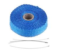 Adfaga Bande thermique d'échappement 5M Ruban isolant automobile haute température de qualité supérieure avec 4 attaches en acier inoxydable pour voiture camion moto Protection du (Bleue)