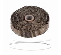 Adfaga Bande thermique d'échappement 5M Ruban isolant automobile haute température de qualité supérieure avec 4 attaches en acier inoxydable pour voiture camion moto Protection du (Brun)