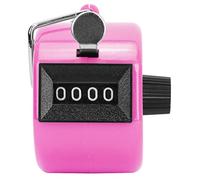 Adfaga Berm Compteur de pointage à Main ker mécanique à 4 Chiffres avec Bouton de réinitialition en Plastique et Crochet Construction en Plastique ABS Robuste pour la Notation Sportive (Rose)