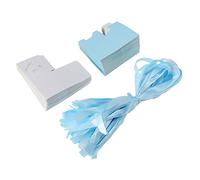 Adfaga Boîte à bonbons à empreintes de pas 6x6x6cm, 50 pièces, cadeau de réception de mariage, boîte à bonbons en papier avec ruban rose bleu vert pour cadeaux de fête (Bleue)