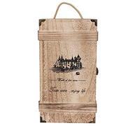 Adfaga Boîte à vin en Bois Vintage Portable 2 Bouteilles de vin Rouge, Coffret Cadeau élégant avec Corde de Transport pour Les Amateurs de vin, décoration de Maison et de Bureau