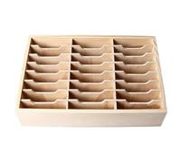 Adfaga Boîte de Rangement de Bureau en Bois à 24 grilles, Organisateur Multi-Compartiments de qualité supérieure pour Fournitures de Bureau et Petits Objets, Bois de pin 31x19x10cm