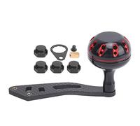 Adfaga Bouton de poignée de Moulinet de pêche en Fibre de Carbone de qualité Professionnelle avec culbuteur en Alliage d'aluminium, Accessoire de pêche Ultra léger Haute performanc (Noir Rouge)