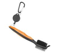 Adfaga Brosse de Nettoyage de Club de Golf, Outil de Nettoyage à Double Poils en Acier et Nylon de qualité Professionnelle avec lanière rétractable pour Clubs et Chaussures de Golf (Orange)
