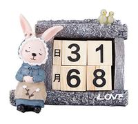 Adfaga Calendrier de bureau en bois en forme de maison, à monter soi-même, avec un lapin, pour apprendre l'heure et décorer la maison ou le bureau (13 x 9 x 10 cm).