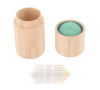 Adfaga Coussin à épingles en bois Porte-aiguilles à coudre Étui à aiguilles rond portable de grande capacité avec aiguilles à broder pour les amateurs de couture et les artisans Bo (Vert Menthe)