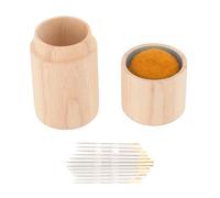 Adfaga Coussin à épingles en bois Porte-aiguilles à coudre Étui à aiguilles rond portable de grande capacité avec aiguilles à broder pour les amateurs de couture et les artisans Bo (Gingembre)