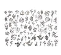 Adfaga DIY Pendants Accessories 70Pcs Set Dragon Pattern Handmade Craft Kit Steel Jewelry Making Supplies for Bracelets Necklaces Keychains Home Decor Silver