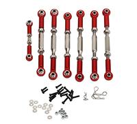 Adfaga Ensemble Complet de biellettes de Direction pour Voiture RC, tendeurs en Acier allié d'aluminium, pièces de Mise à Niveau Haute Performance pour véhicules de Course Slash 1/ (Rouge)