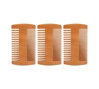Adfaga Ensemble de 3 peignes à barbe en bois Double face, dents fines et larges, peigne de toilettage pour moustache, antistatique, adapté aux voyages, bois de poirier Durable pour