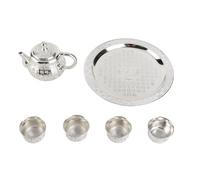 Adfaga Ensemble de cafetière turque vintage en alliage de zinc, service à thé rétro avec sculptures exquises, design élégant pour la décoration de la maison, cadeau 1 plateau, 1 th