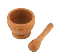 Adfaga Ensemble de mortier et pilon en plastique robuste manuel avec presse-ail pour cuisine, cuisine, pharmacie, poudrage en matériau PP épais 11 cm x 17,5 cm (Couleur du bois)