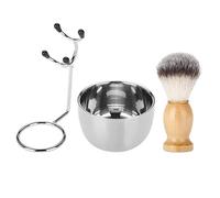 Adfaga Ensemble de rasage professionnel en acier inoxydable avec support antidérapant pour bol et brosse en nylon de qualité supérieure pour homme. Kit de soin complet et outil de