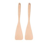 Adfaga Ensemble de spatules professionnelles en bois, ustensiles de cuisine chauffants pour la cuisson et le service, matériau en bois de hêtre naturel, paquet de 2 avec trou de su