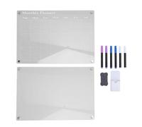 Adfaga Ensemble de tableaux effaçables à sec en acrylique, 2 pièces, calendrier mensuel transparent et tableau mémo avec 6 marqueurs de couleur pour réfrigérateur, bureau, organisa