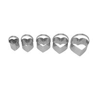 Adfaga Ensemble d'emporte-pièces 5 pièces en acier inoxydable avec poignées, outils de cuisson professionnels à bord rond sûr pour biscuits, gâteaux, Saint-Valentin (Cœur)