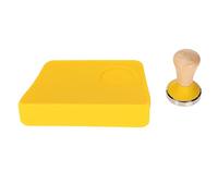 Adfaga Ensemble d'outils professionnels de presse à café en poudre, manche en bois, marteau à base plate, tapis de protection en silicone antidérapant pour le brassage d'espresso, (Bourreur de 58 mm