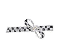 Adfaga Épingles à cheveux strass embellies pinces à cheveux Kawaii noir motif de grille en alliage épingle à cheveux pour femmes filles cadeaux de fête des mères cadeaux de Noël c (Noeud papillon