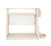 Adfaga Étagère de rangement pour comptoir de cuisine avec crochets amovibles, bac à eau pour bouteilles, ustensiles, plastique blanc 16,1 x 10,2 x 15,1 pouces (Beige)