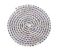 Adfaga Garniture de chaîne en strass scintillant, accessoire de bijoux à faire soi-même pour robe de mariée, décoration de vêtements, cristal artificiel AB couleur 3mm 4mm 1 Yard (Chm)