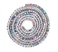 Adfaga Garniture de chaîne en strass scintillant, accessoire de bijoux à faire soi-même pour robe de mariée, décoration de vêtements, cristal artificiel AB couleur 3mm 4mm 1 Yard (zm)