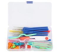 Adfaga Kit de crochet professionnel, ensemble complet de fournitures de tricot avec crochets ergonomiques, marqueurs de mailles, aiguilles, ciseaux, étui de rangement pour débutant