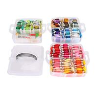 Adfaga Kit d'organisateur de fil de broderie 150 couleurs de fil de point de croix ensemble avec boîte de rangement pour bricolage artisanat accessoires de couture coton doux f