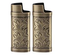 Adfaga Lot de 2 étuis à Briquet Vintage en Alliage de Zinc gravé Floral 3D, Housse de Protection, Style rétro, Manchon en métal pour collectionneurs de Fumeurs, Lot de 2, Cadeau (Bronze)