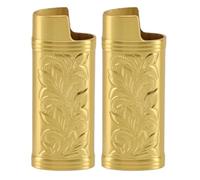 Adfaga Lot de 2 étuis à Briquet Vintage en Alliage de Zinc gravé Floral 3D, Housse de Protection, Style rétro, Manchon en métal pour collectionneurs de Fumeurs, Lot de 2, Cadeau (Ou)