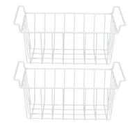 Adfaga Lot de 2 paniers de rangement pour congélateur en fil d'acier avec revêtement PE, très résistant, peu encombrant, pour réfrigérateur, cuisine, garde-manger, 39 x 24,5 x 20 c (Blanche)