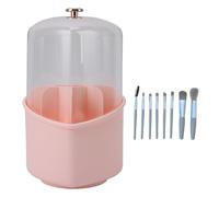 Adfaga Makeup Brushes Set with Rotating Holder 8Pcs Heart Shaped Brush Organizer with Clear Lid Large Capacity Storage for Cosmetics Vanity Desktop Plastic 24.5x12.5cm (Étui rose)