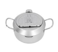 Adfaga Marmite en fer de style japonais avec jauge de température, friteuse à double poignées pour la cuisine domestique et un usage professionnel au restaurant (Argent)