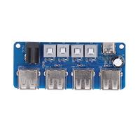 Adfaga Module d'extension de Puissance Carte répartiteur de Puissance USB 4 canaux avec Commandes de Boutons Individuelles Entrée 5 V CC Conception de Circuit imprimé compacte pour