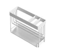 Adfaga Organisateur d'évier de cuisine multifonctionnel, porte-éponge de comptoir avec bac d'égouttage, support de rangement pour rebord de fenêtre pour éponges, chiffons, matériel (Blanche)