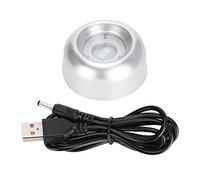 Adfaga Présentoir à LED en cristal avec perles de lumière blanche, support à bijoux alimenté par batterie USB pour boules de cristal, décoration en verre artistique, argent 3x6 cm