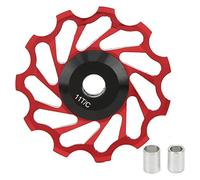 Adfaga Roue à roulement en céramique Professionnelle Haute Performance usinée CNC en Alliage d'aluminium 7075 Rouleau de Guidage de poulie de dérailleur arrière pour vélos de Route (Rouge)