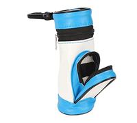Adfaga Sac de Support de Balle de Golf en Cuir PU Grande capacité Rangement de Poche de Poche pour Accessoires de Golf Design Blanc Bleu élégant Compact 14,5 cm