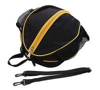 Adfaga Sacs de Basket-Ball Ronds en Maille Oxford, Pochette de Rangement pour Football, Durable, imperméable, bandoulière réglable pour Sports d'intérieur et d'extérieur, entraînem (Bord Jaune Noir)