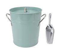 Adfaga Seau à glace rond en acier galvanisé avec couvercle et pelle, refroidisseur polyvalent de grande capacité pour, restaurants, fêtes, bleu 15 pouces