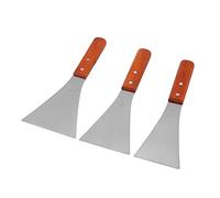 Adfaga Spatule de gril professionnelle en acier inoxydable, avec manche en bois, outil de cuisine robuste pour la cuisine au barbecue et au restaurant (Spatule Triangle L M S)