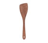 Adfaga Spatule en bois naturel, ustensile de cuisine à long manche avec trou rond, outil de cuisine durable pour les chefs à domicile, utilisation en restaurant, matériau Millettia (Pelle inclinée)